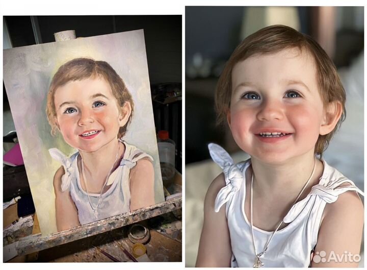 Портрет маслом по фото на холсте