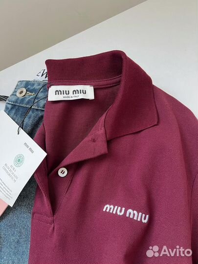 Поло американка miu miu бордо premium