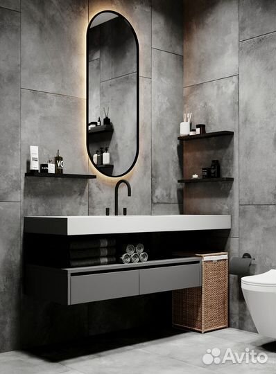 Полка из камня в ванну / Black Crystal 500