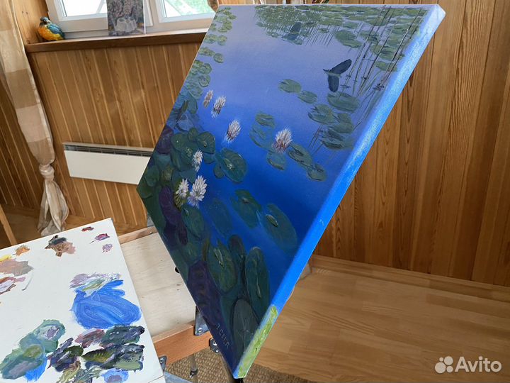 Картина живопись кувшинк пруд маслом на холсте