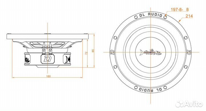 DL Audio 8 flat сабвуфер 200w 2+2ом