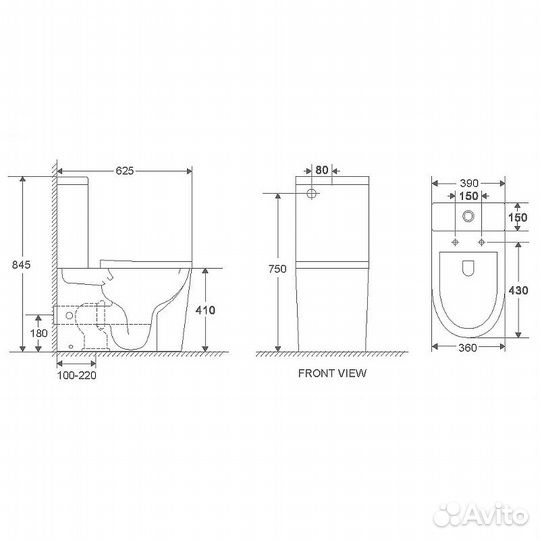 Унитаз напольный WeltWasser WW Salzbach 011 MT-BL 10000012213 черный матовый, безободковый, с бачком