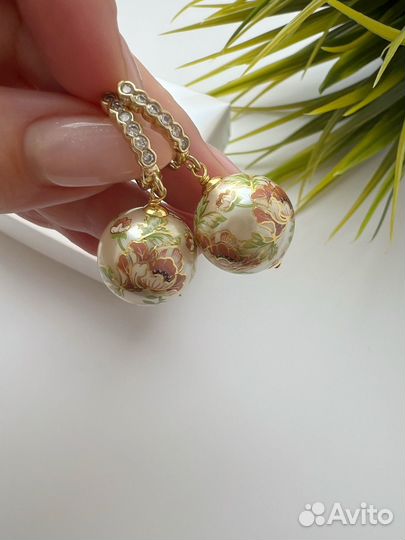 Серьги с японскими бусинами Тенша