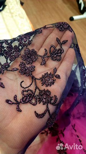 Ткань сетка с отделкой для платья и юбки