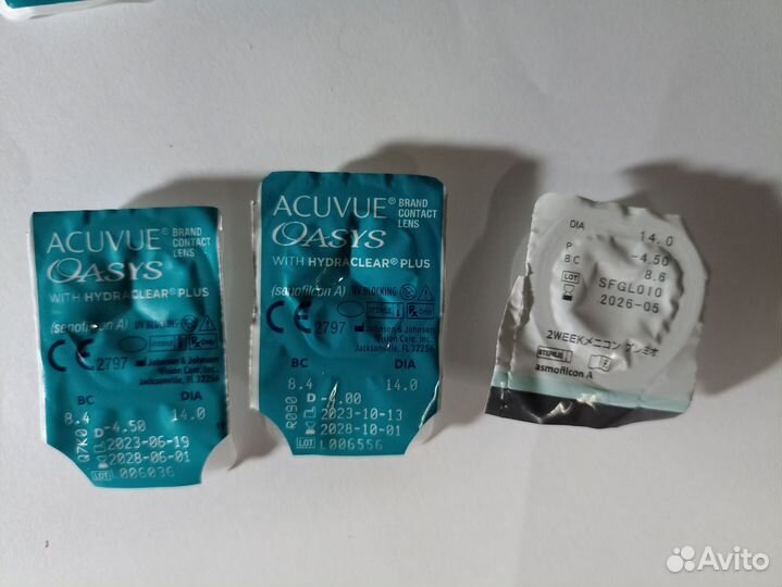 Линзы acuvue oasys -4.00 + две линзы -4.50