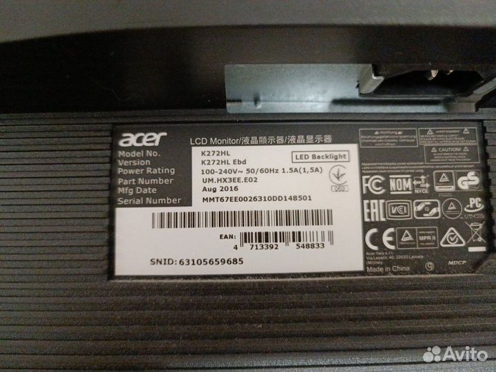 Монитор Acer K272HLEbd