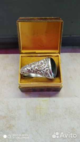 Винтажный перстень серебро с турмалином
