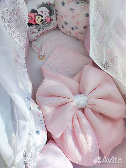 Конверт на выписку муслиновый, бортики новые