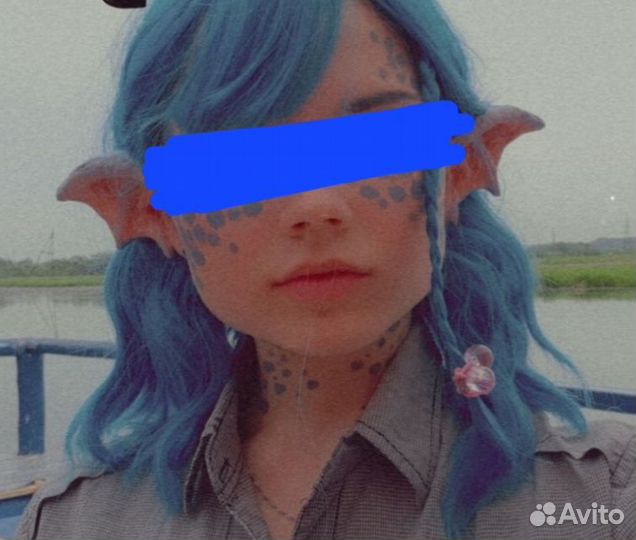 Голубой парик для косплея