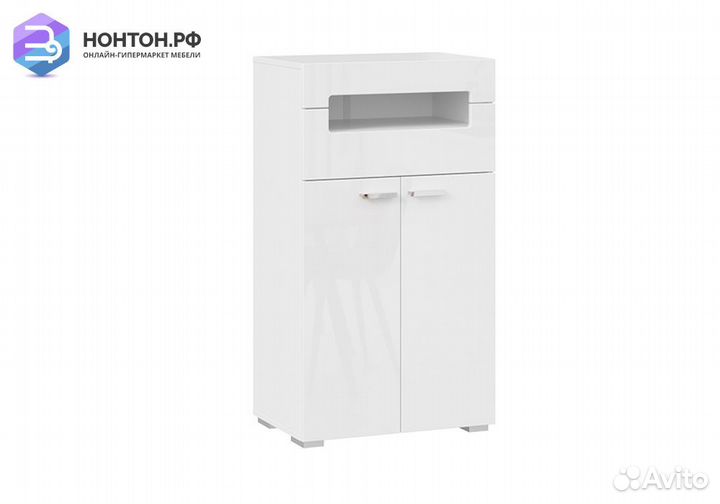 Тумба комбинированная Фьюжн белый / белый глянец