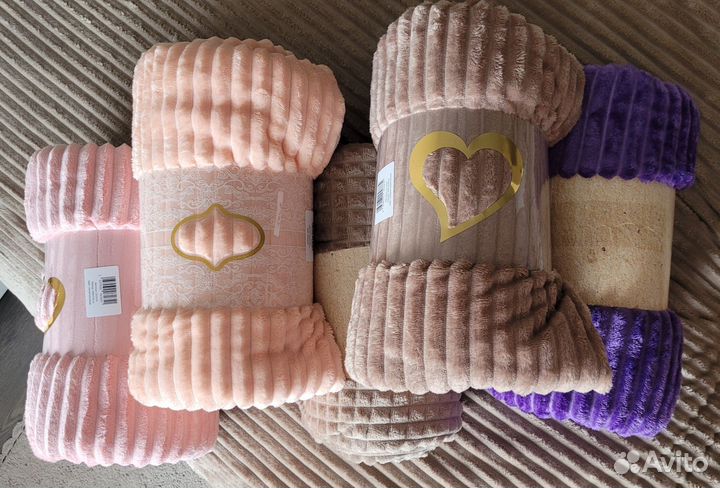 Плед 200х220 полоска, кубик