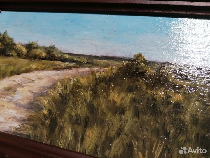 Картина маслом летний пейзаж с дорогой