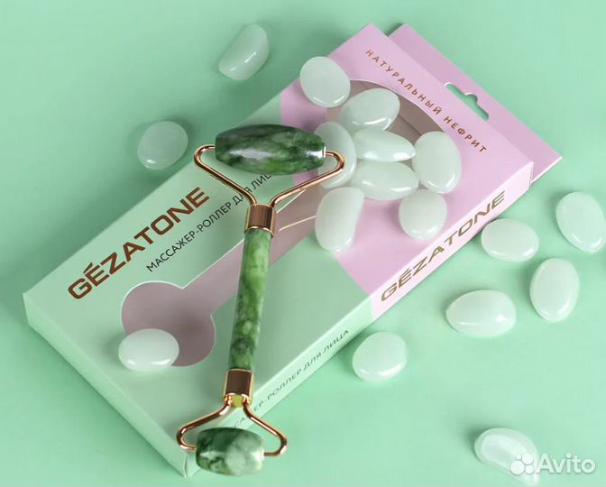 Ролликовый массажер для лица из нефрита. Новый