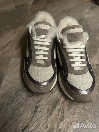 Brunello cucinelli кроссовки с мехом