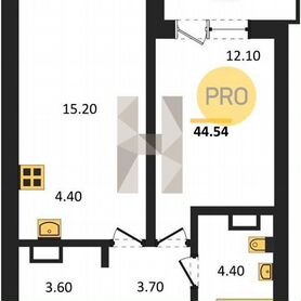 1-к. квартира, 44,5 м², 15/17 эт.