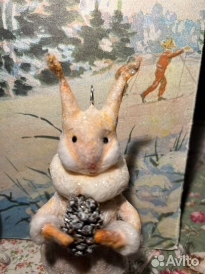 Ватные елочные игрушки ручной работы в наборе