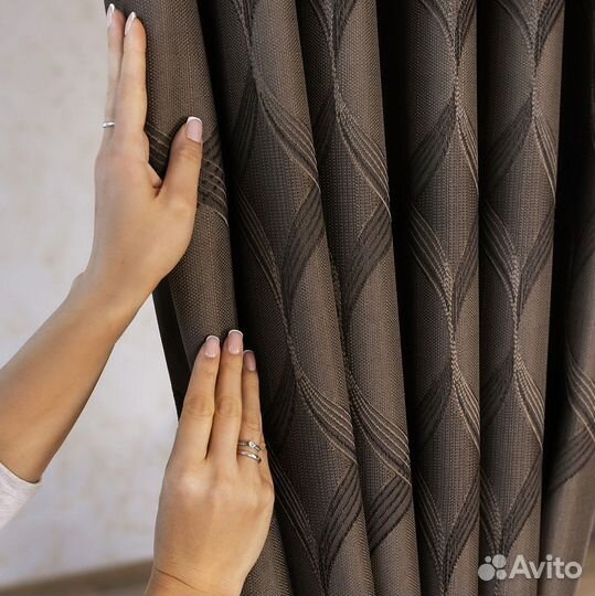 Шторы жаккард Альба Кофейный готовые