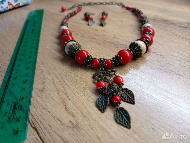 Комплект серебро, бижутерия авторской работы