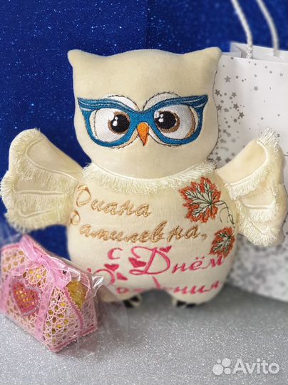 Мягкая игрушка Совушка машинная вышивка