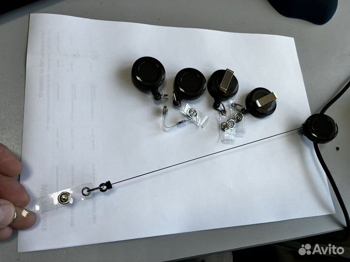 Ретрактор рулетка для бейджа черный набор 5 штук