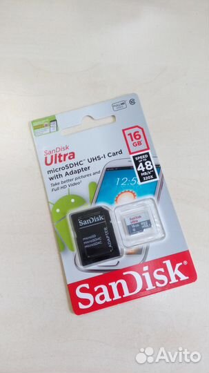 Карта памяти micro SD Sandisk 16 гб Новая