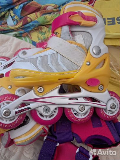 Роликовые коньки детские раздвижные с защитой
