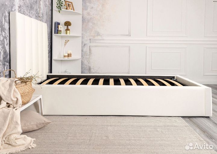 Кровать 80х200 велюр слоновая кость Богема