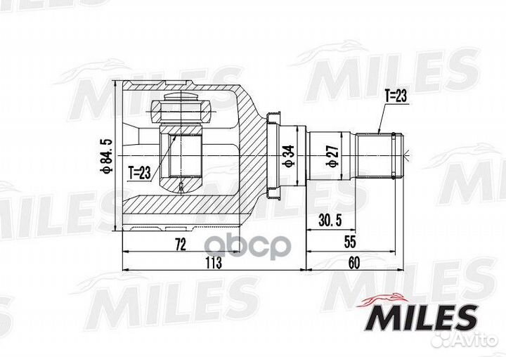 Шрус toyota echo/yaris 1.5 99-06 внутр. GA10029