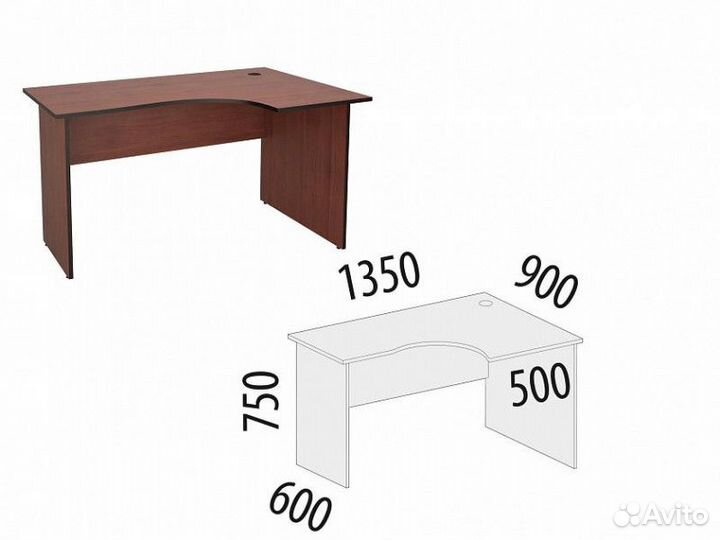 Стол угловой (прав) Рубин 41.47 для офиса