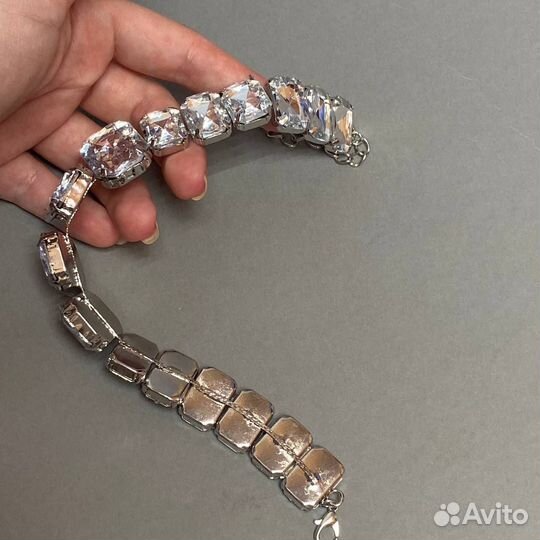 Колье ожерелье чокер из крупных страз бижутерия