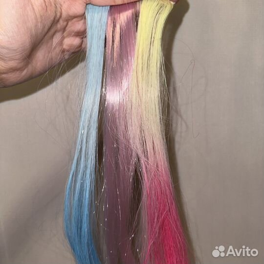 Искусственные пряди для волос заколки