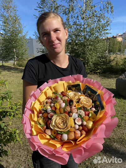 Букет из сухоцветов и конфет