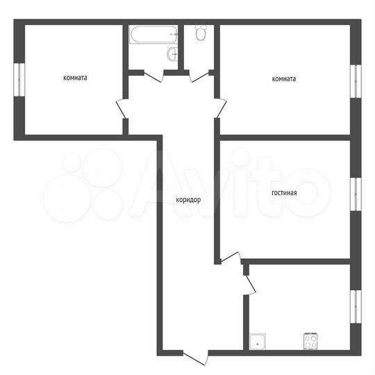 3-к. квартира, 68,9 м², 1/5 эт.