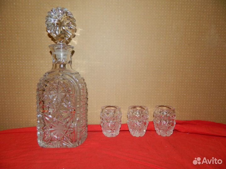 Графин штоф хрусталь и стопки 3 + 5 шт СССР