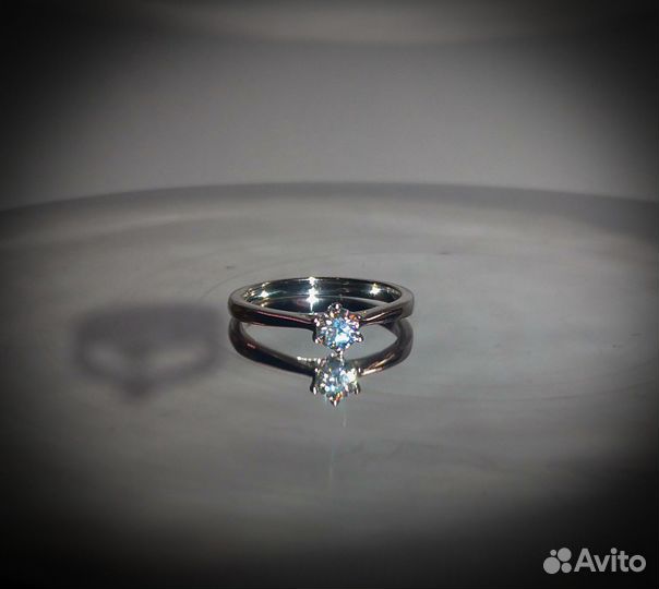 Кольцо Pt950,S925 4мм, муассанит