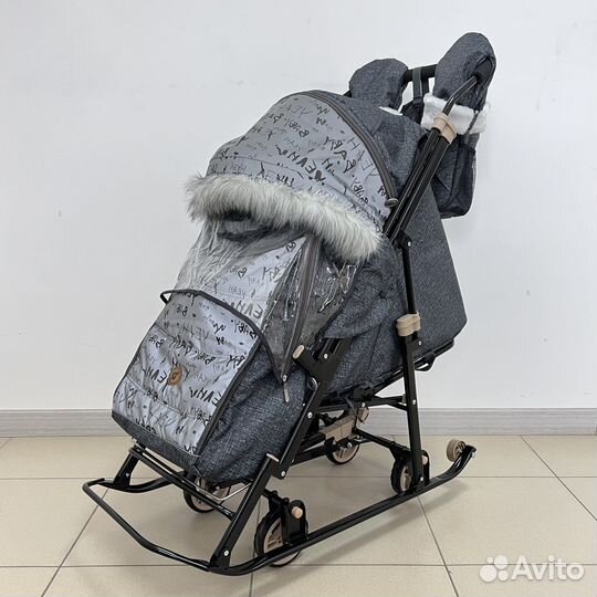 Санки коляска Galaxy Glory Gloss черный