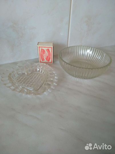 Хрусталь сердечко и стеклянная пиала