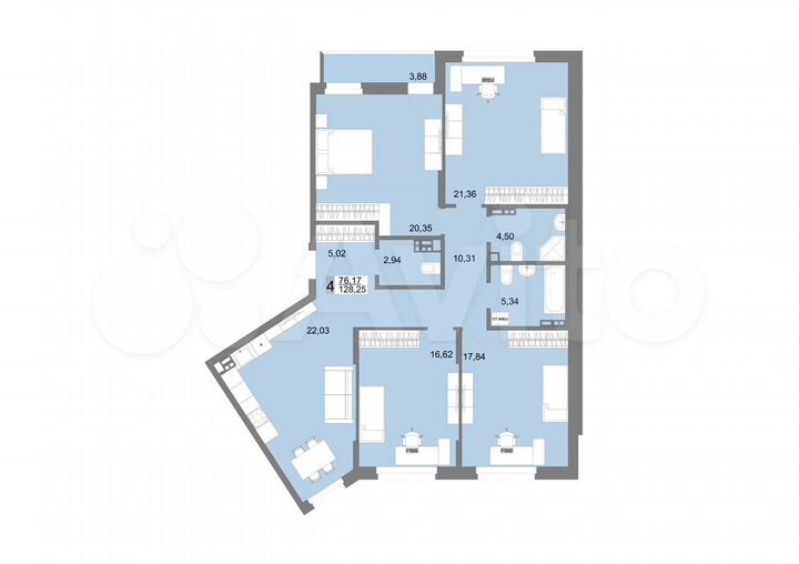 4-к. квартира, 127,5 м², 8/12 эт.