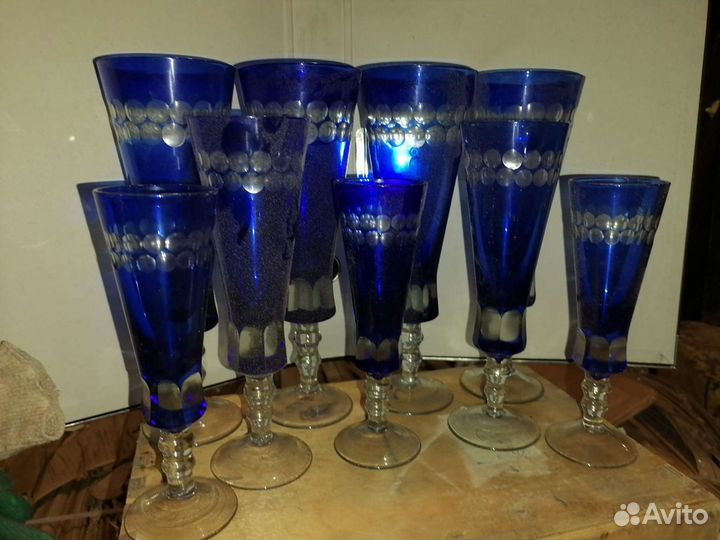 Бокал кобальтовое синее стекло