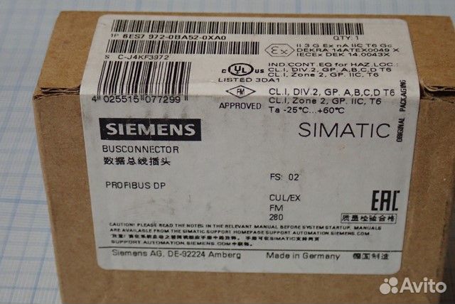 Соединитель siemens 6ES7 972-0BA52-0XA0