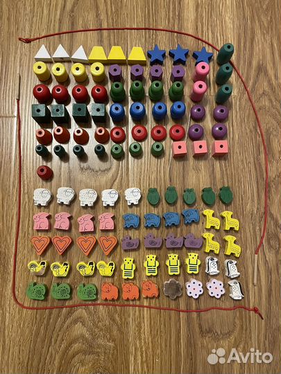 Шнуровка бусы деревянные