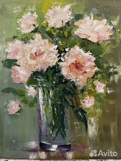 Картина маслом на холсте цветы ручная работа