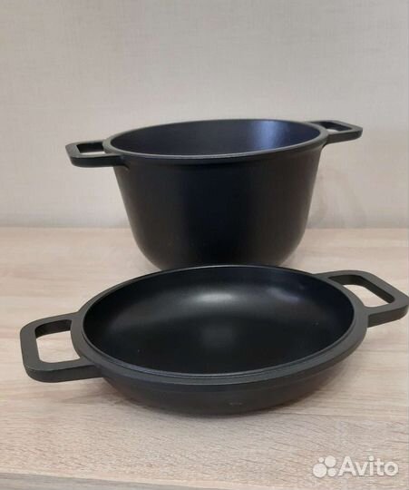 Нева-металл казан кастрюля с крышкой антипригарный