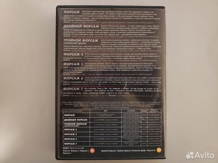 Bluray Форсаж 1,2,3,4,5,6,7 коллекционное издание