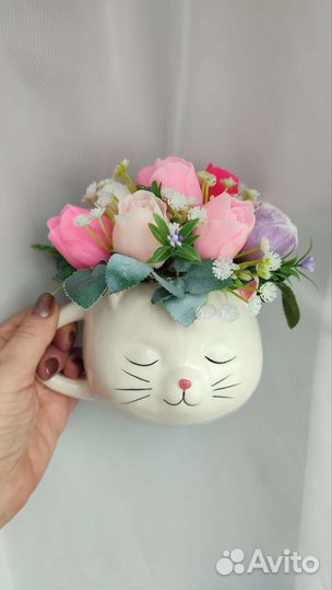 Букет из мыла Розы и гипсофила