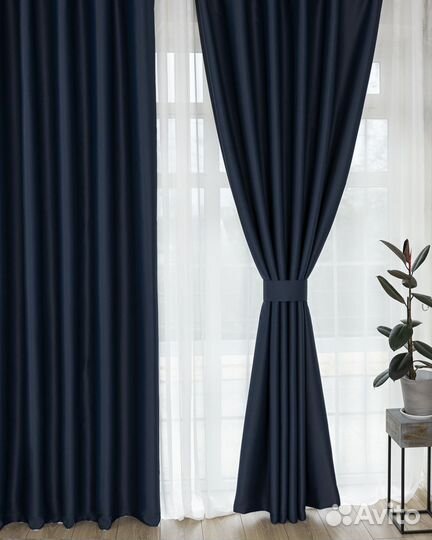 Шторы блэкаут марсель индиго готовые и на заказ