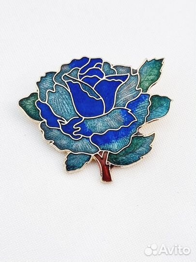 Брошь «Роза», клуазоне, Англия