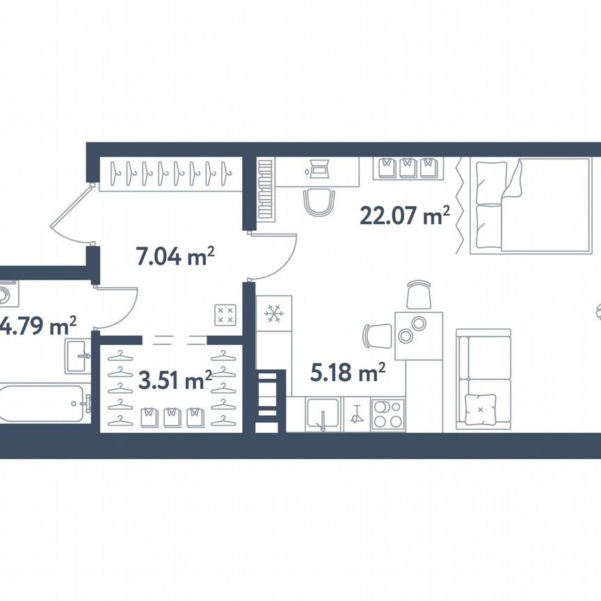 Квартира-студия, 42,6 м², 3/11 эт.