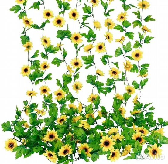 Лиана с цветами ромашки искусственная декор, 2.1 м
