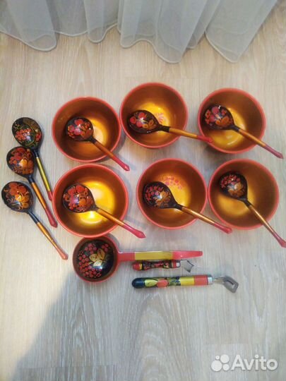 Хохлома посуда дерево, керамика отличное состояние